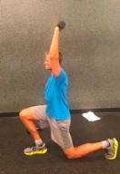 Reverse lunges with arms high