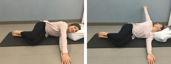 telescope arms stretch for shoulder blades, spine and ribcage