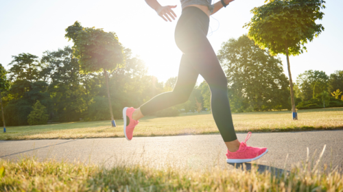 Woman running outside