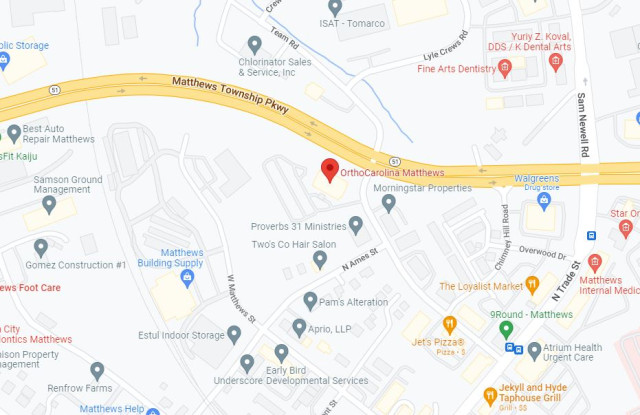 Matthews Physical & Hand Therapy Map