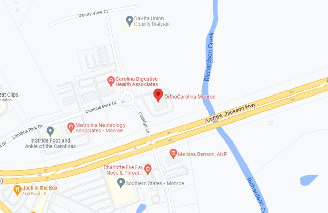 Monroe Physical & Hand Therapy Map