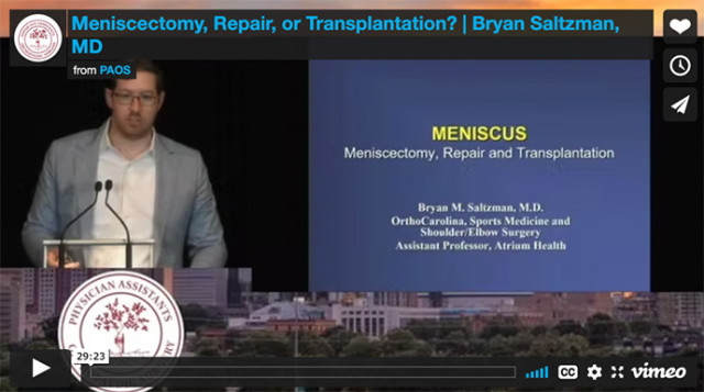 Bryan Saltzman meniscectomy speech for orthocarolina