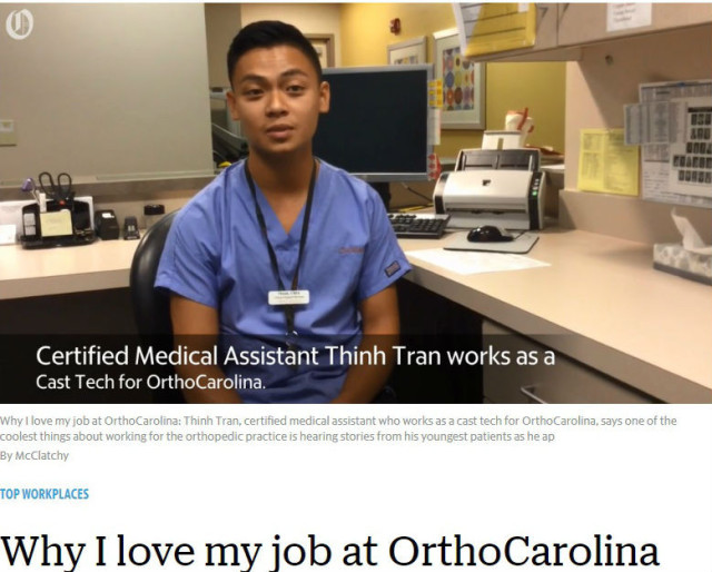 Why I love my job at OrthoCarolina - Thinh Tran