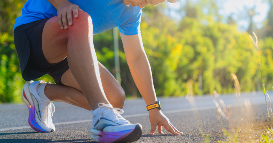 Runner stretching prepping for a run