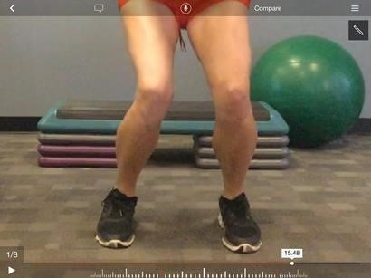 Landing with the knees in valgus (knees buckle inward)