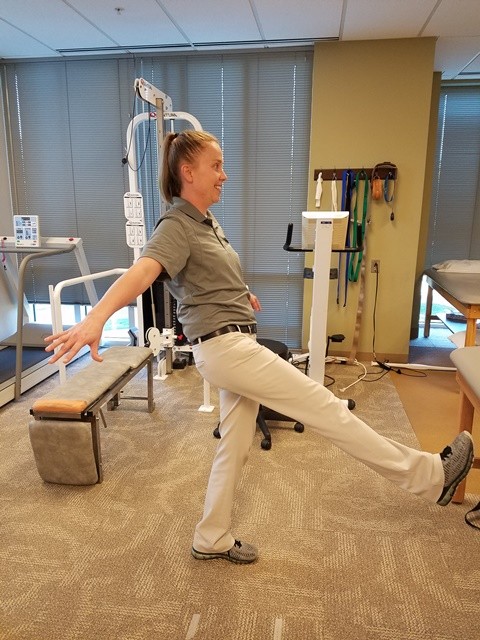 Single leg standing with opposite leg swings Single leg standing with opposite leg swings