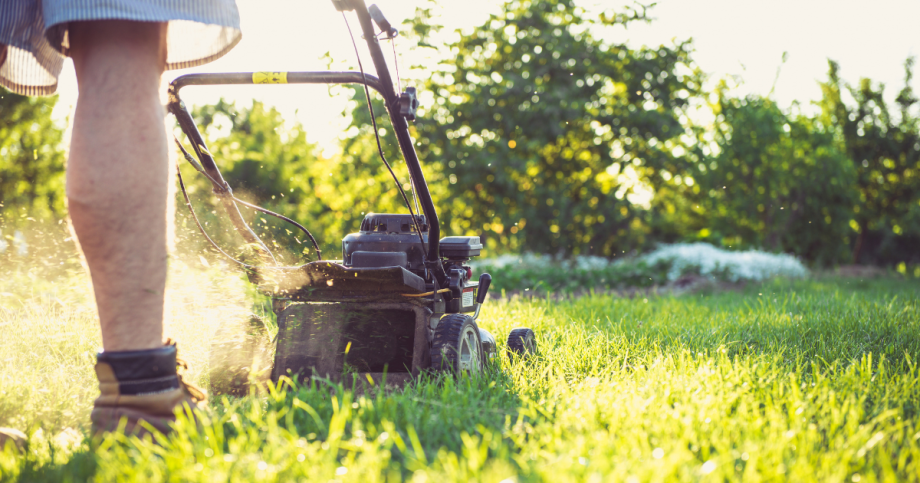 man mowing the grass
