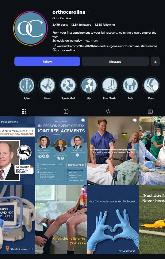 OrthoCarolina Instagram Page