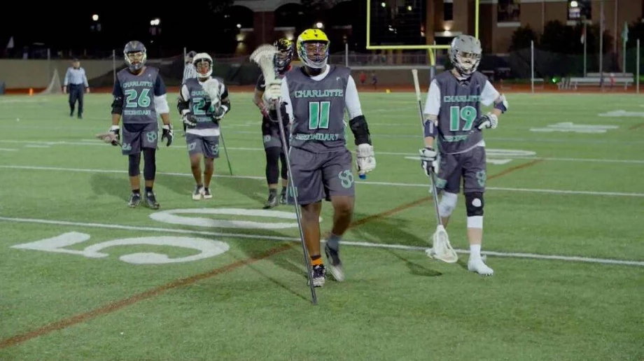 Shaun's son Brenden (far right) and the Charlotte Secondary School lacrosse team