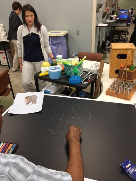 Gilbert uses drawing as part of his occupational therapy. Gilbert uses drawing as part of his occupational therapy.
