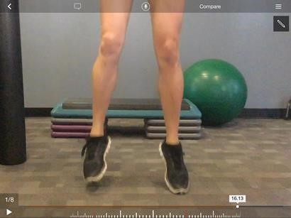 Landing earlier, or with more weight on one leg as compared to the other. Athletes will often shift weight away from the injured or weaker side. Landing earlier, or with more weight on one leg as compared to the other. Athletes will often shift weight away from the injured or weaker side.